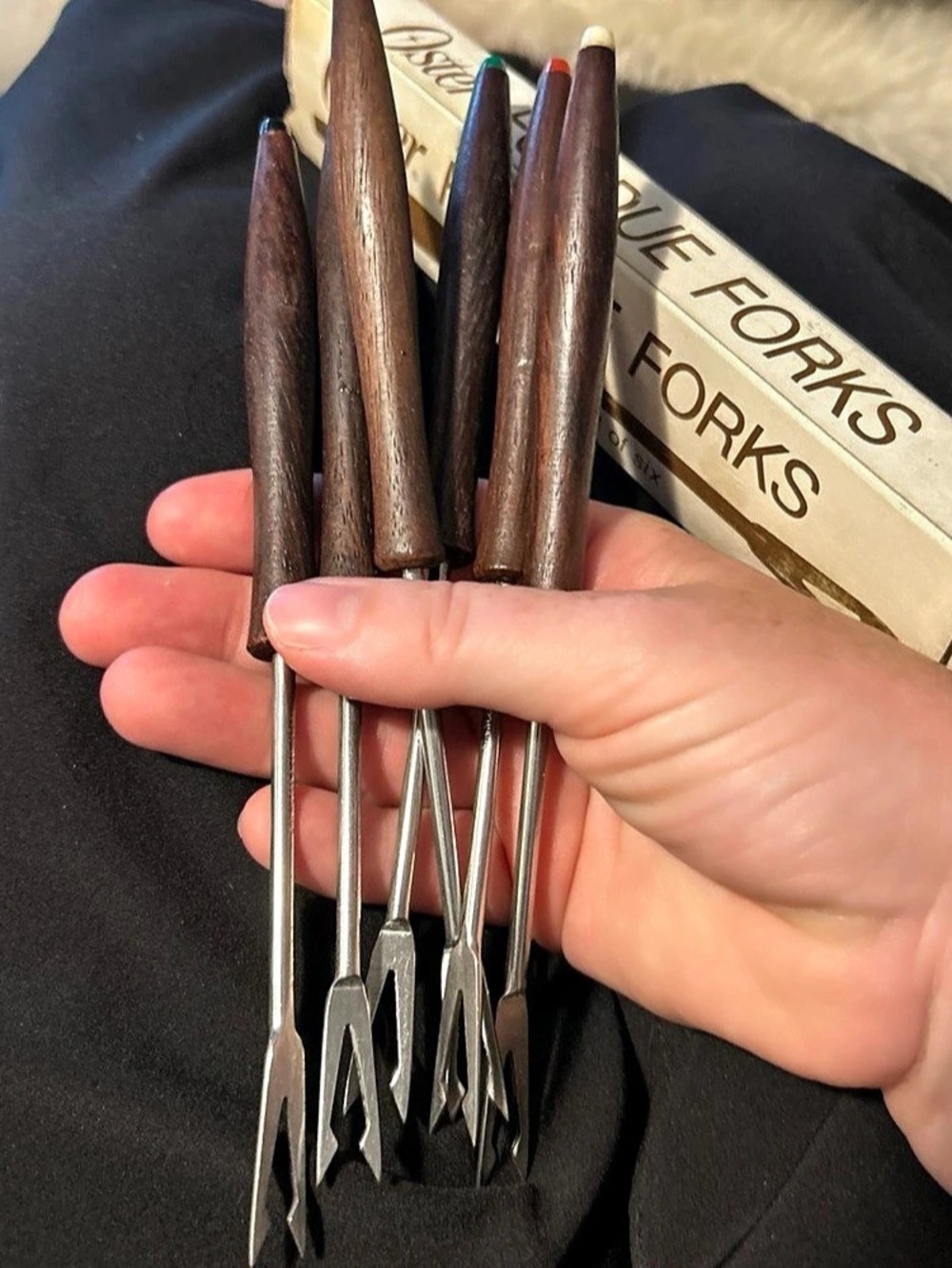 Oster Vintage Stainless Steel Fondue Forks Set of 6 Fondue Fork Set Brown &